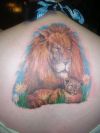 lion back tattoo on back